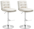2-delige Set Fluwelen Barkrukken - Hoge Krukken - Elegant Comfort met Verstelbare Hoogte Kleur crème Onderstel Kleur chroom