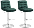 2-delige Set Fluwelen Barkrukken - Hoge Krukken - Elegant Comfort met Verstelbare Hoogte Kleur groen Onderstel Kleur chroom