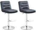 2-delige Set Fluwelen Barkrukken - Hoge Krukken - Elegant Comfort met Verstelbare Hoogte Kleur donkergrijs Onderstel Kleur chroom