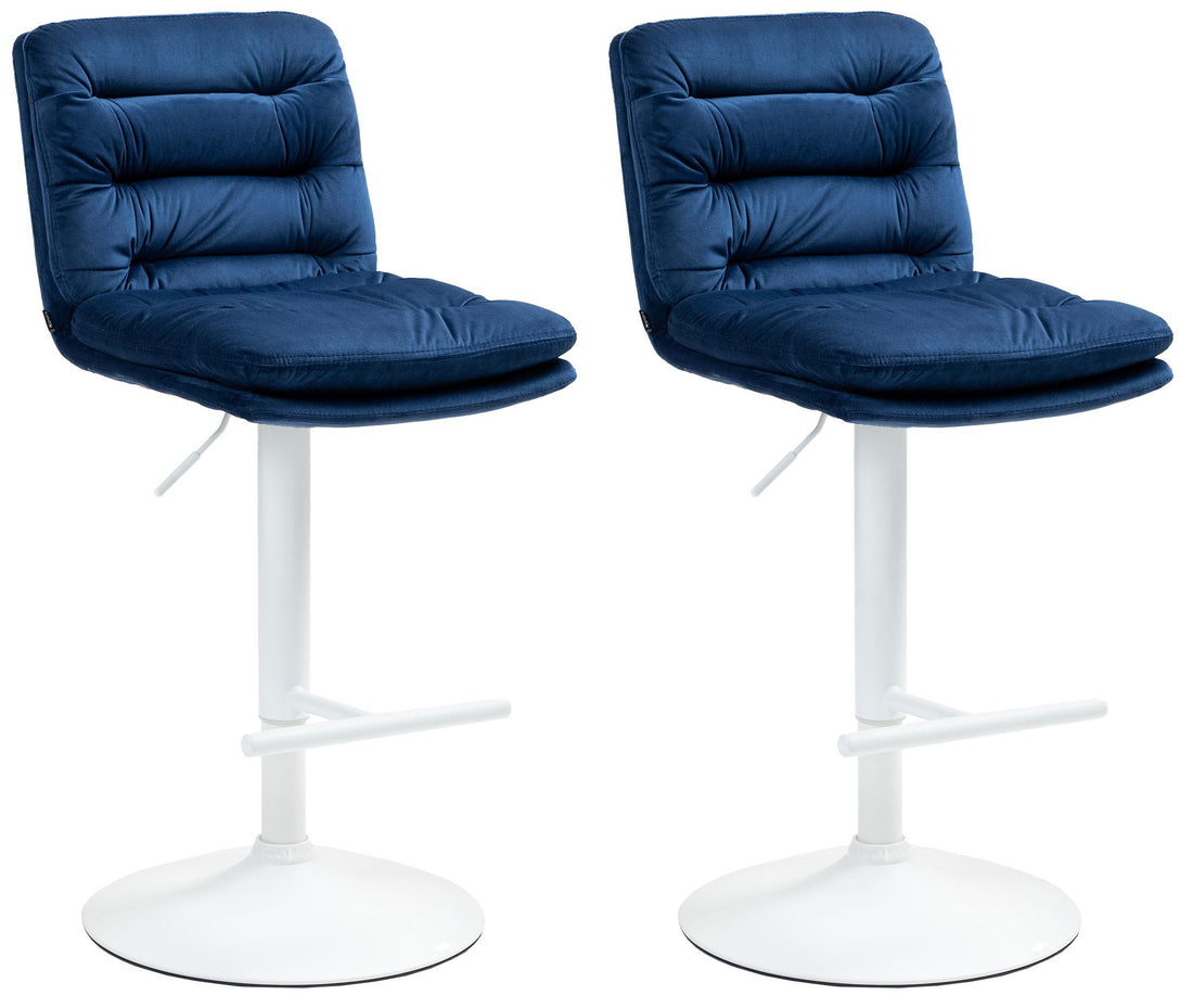 2-delige Set Fluwelen Barkrukken - Elegante Hoge Krukken - Verstelbaar en 360° Draaibaar Kleur blauw