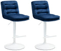 2-delige Set Fluwelen Barkrukken - Elegante Hoge Krukken - Verstelbaar en 360° Draaibaar Kleur blauw