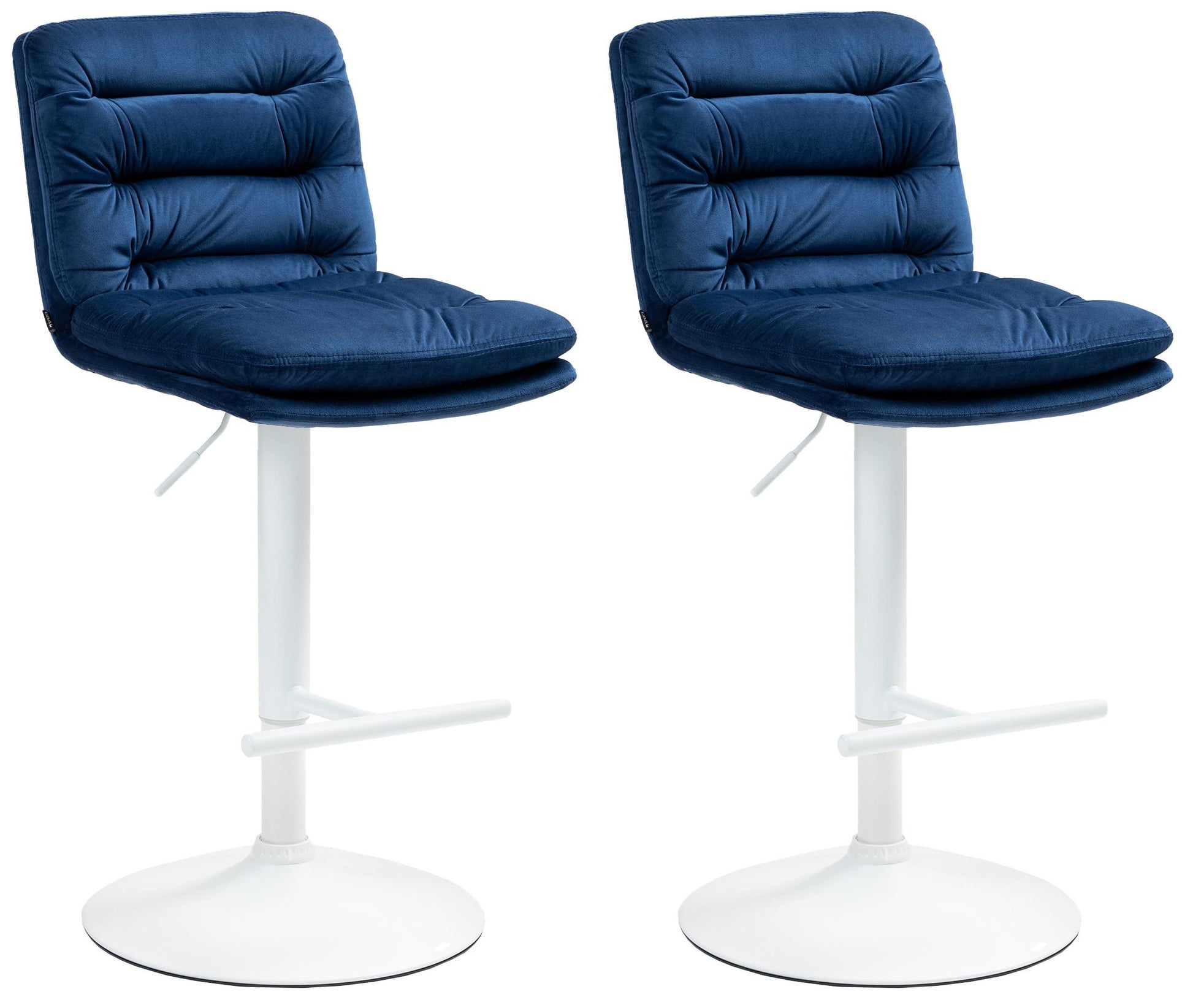2-delige Set Fluwelen Barkrukken - Elegante Hoge Krukken - Verstelbaar en 360° Draaibaar Kleur blauw