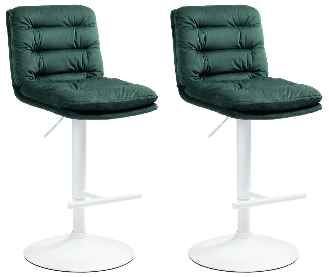 Set van 2 Moderne Fluwelen Barkrukken - Hoge Zitcomfort - Stijlvol Verstelbaar Frame Kleur groen