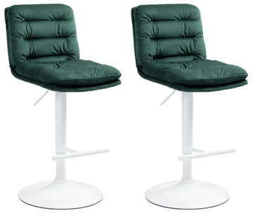 Set van 2 Moderne Fluwelen Barkrukken - Hoge Zitcomfort - Stijlvol Verstelbaar Frame Kleur groen