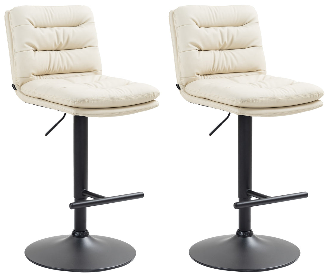 2-delige set Barkrukken - Krukken - Hoog Zitcomfort Kleur crème Onderstel Kleur zwart