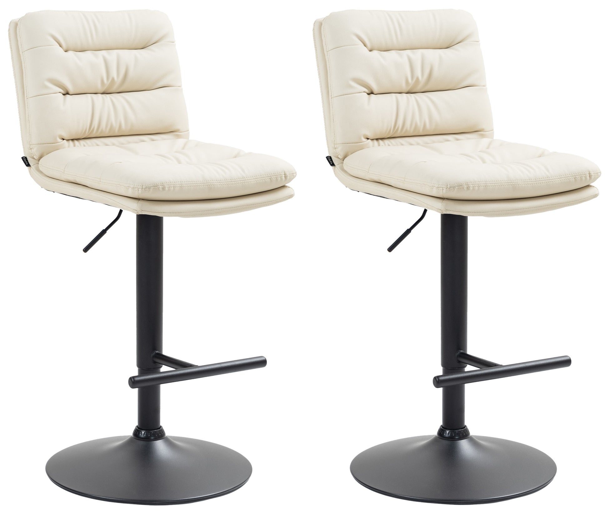 2-delige set Barkrukken - Krukken - Hoog Zitcomfort Kleur crème Onderstel Kleur zwart