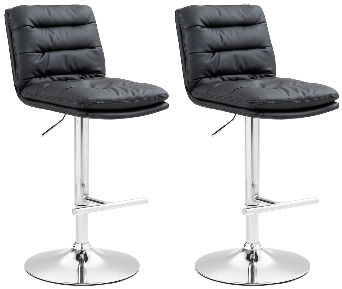 Set van 2 Moderne Barkrukken - Kunstleren Krukken - Hoog Zitcomfort Kleur zwart