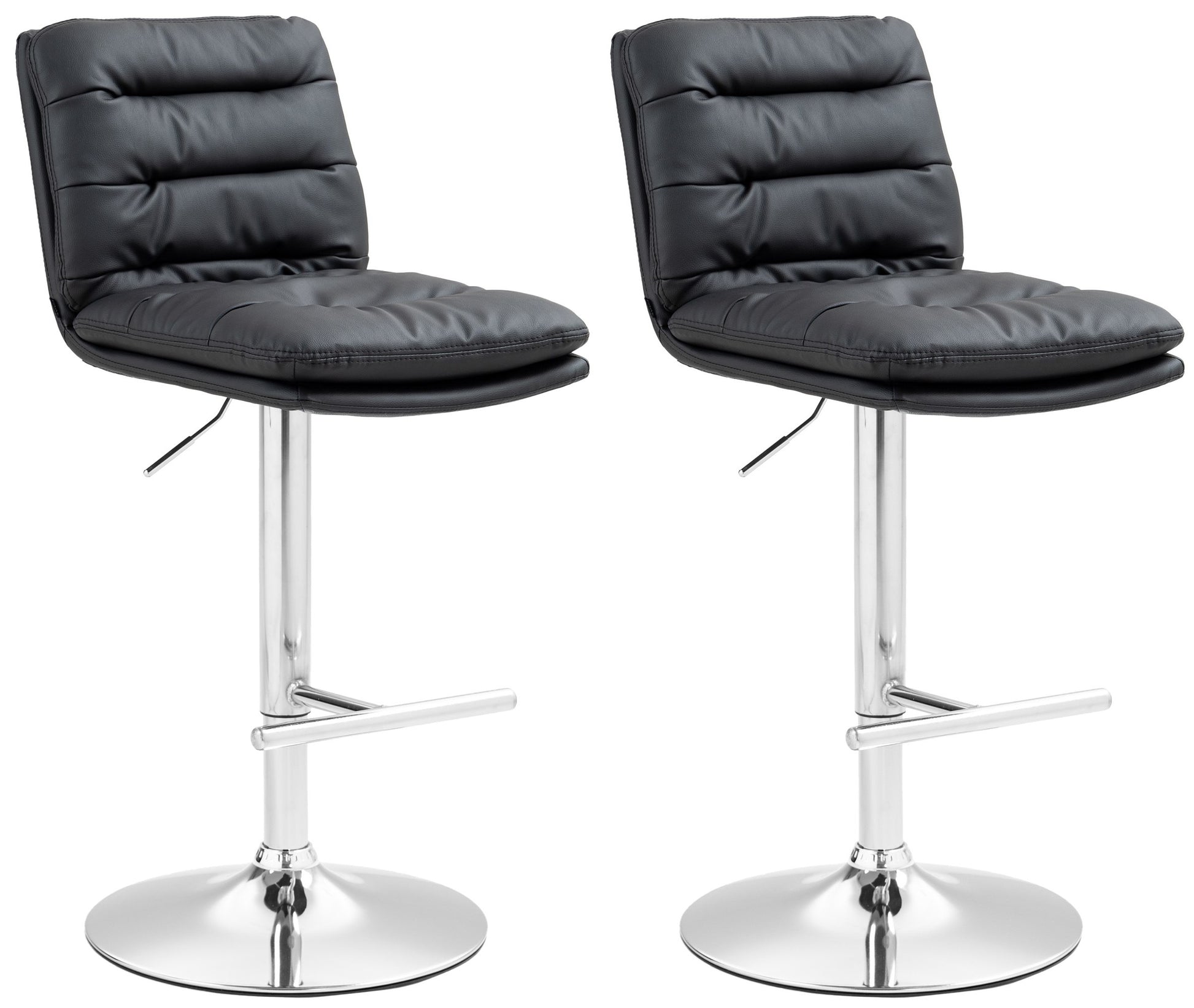 Set van 2 Moderne Barkrukken - Kunstleren Krukken - Hoog Zitcomfort Kleur zwart