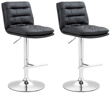 Set van 2 Moderne Barkrukken - Kunstleren Krukken - Hoog Zitcomfort Kleur zwart