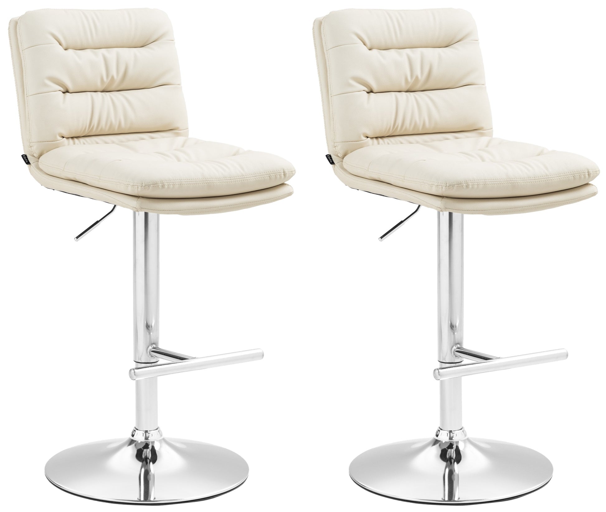 2-delige set Barkrukken - Krukken - Hoog Zitcomfort Kleur crème Onderstel Kleur chroom