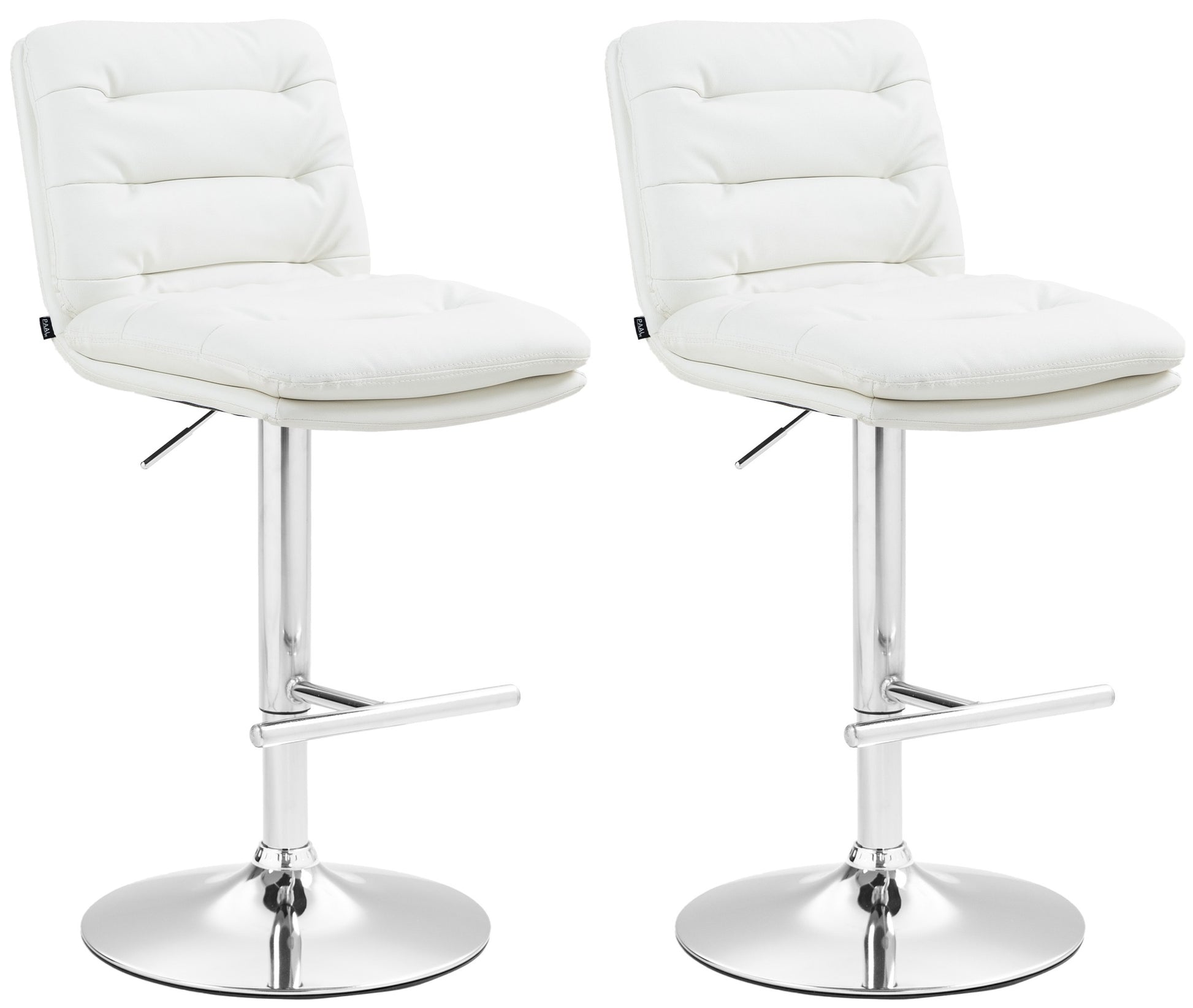 2-delige set Barkrukken - Krukken - Hoog Zitcomfort Kleur wit Onderstel Kleur chroom