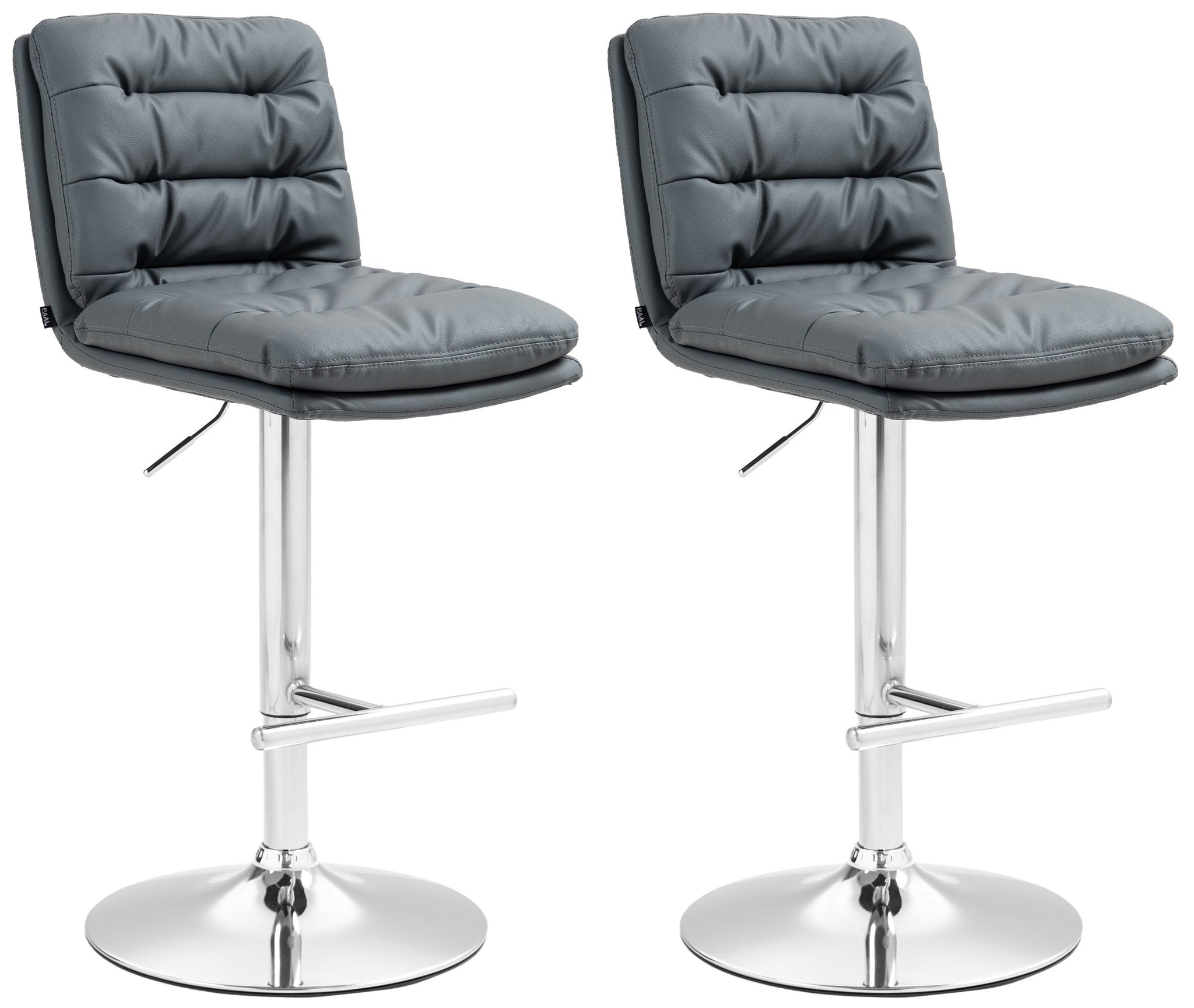 2-delige set Barkrukken Kunstleer - Hoogte Verstelbaar - Draaifunctie 360 Graden Kleur grijs
