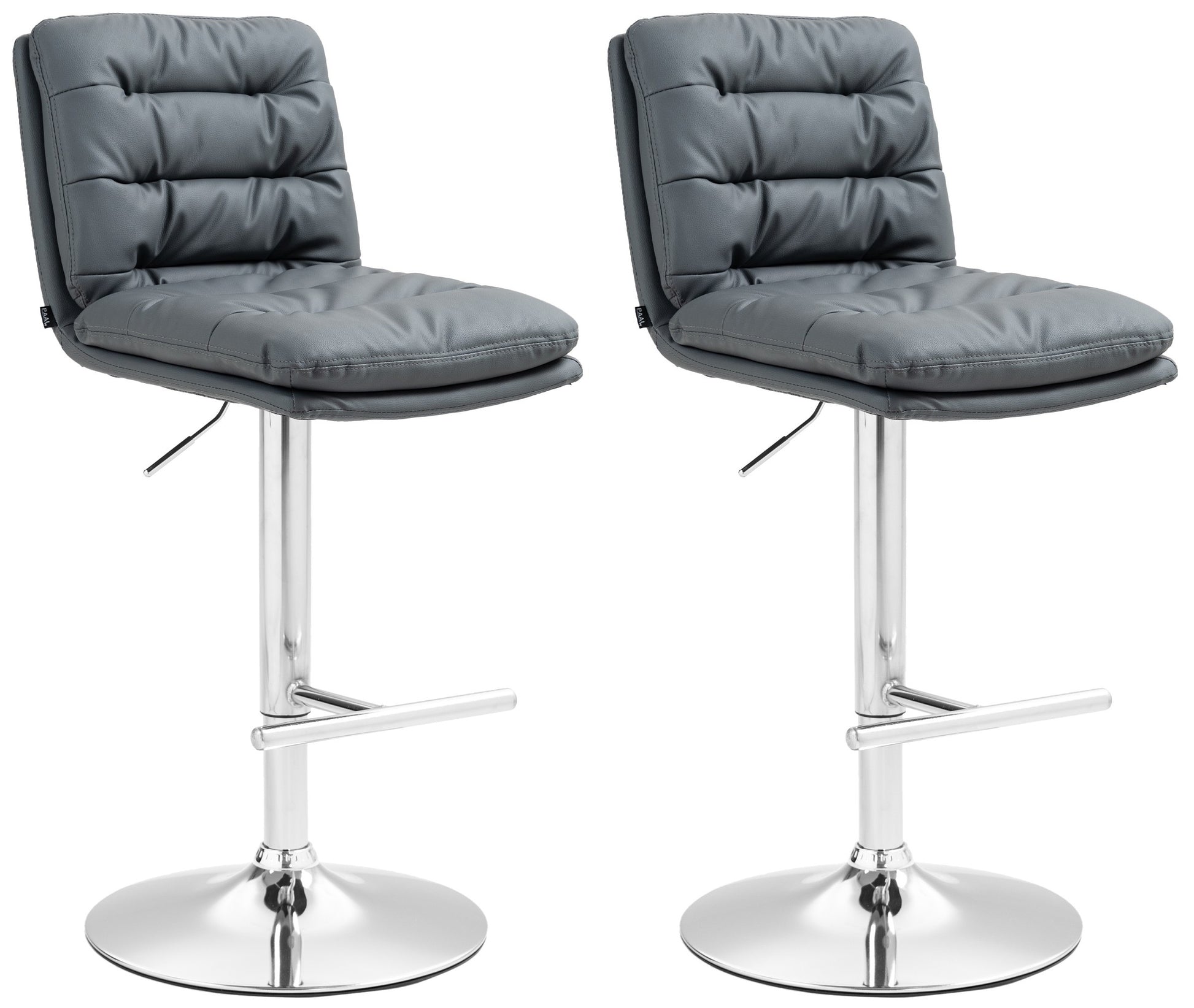 2-delige set Barkrukken Kunstleer - Hoogte Verstelbaar - Draaifunctie 360 Graden Kleur grijs