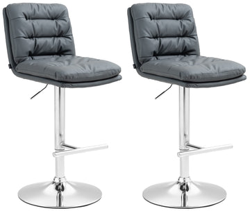 2-delige set Barkrukken Kunstleer - Hoogte Verstelbaar - Draaifunctie 360 Graden Kleur grijs