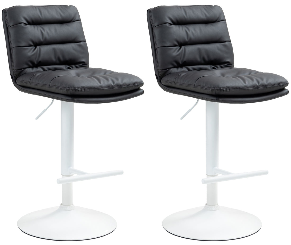 2-delige set Barkrukken - Hoge Stoelen - Verstelbare Hoogte & 360° Draaifunctie Kleur zwart