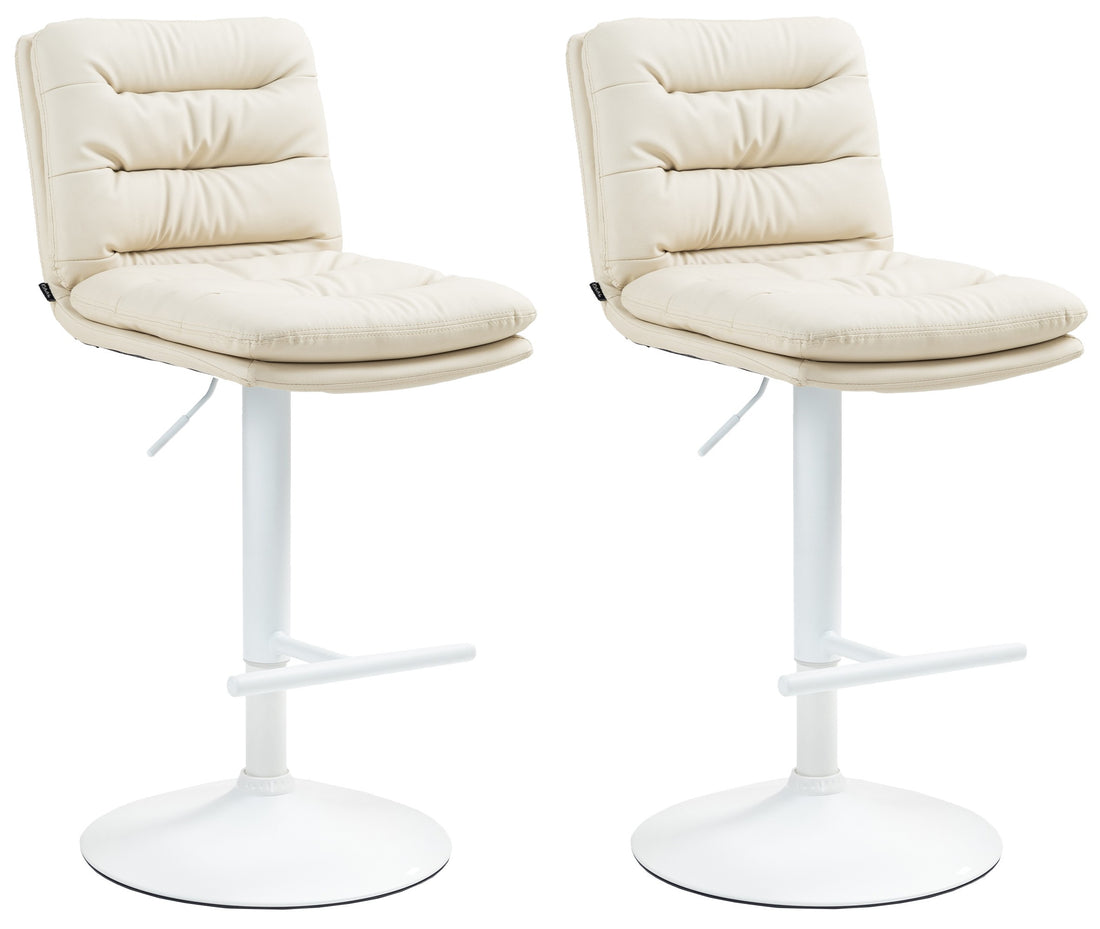 Set van 2 Barkrukken - Hocker, Verstelbare Hoogte, Kunstleer Design met Voetsteun Kleur crème