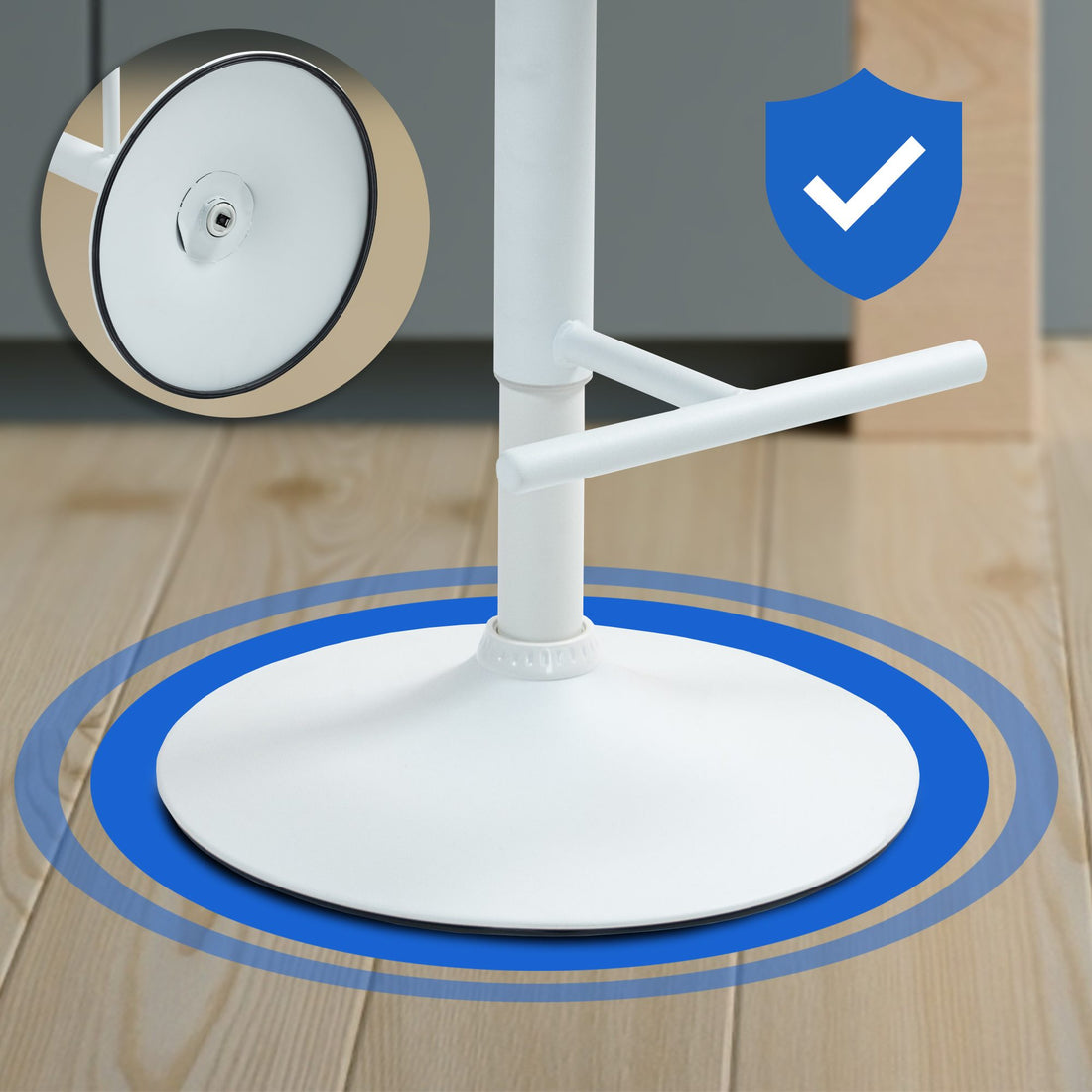 Set van 2 Barkrukken - Hocker, Verstelbare Hoogte, Kunstleer Design met Voetsteun Kleur crème