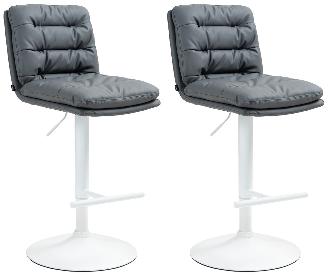 Moderne Barkrukken Set - Kunstleren Krukken - In Hoogte Verstelbaar Kleur grijs