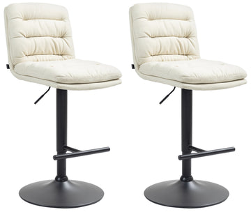 2-delige Set Barkrukken - Counterstoelen - Hoog Zitcomfort Kleur crème Onderstel Kleur zwart