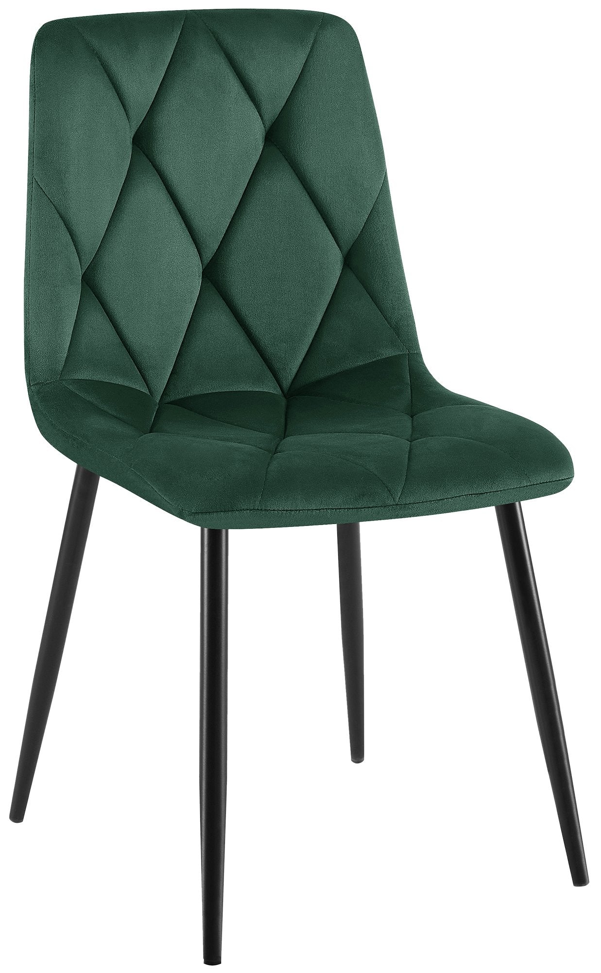 Eetkamerstoel, Fluwelen Stoel - Hoog Zitcomfort - Zwart Metalen Frame Kleur donkergroen