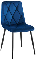 Eetkamerstoel, Fluwelen Stoel - Hoog Zitcomfort - Zwart Metalen Frame Kleur donkerblauw