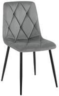 Eetkamerstoel, Fluwelen Stoel - Hoog Zitcomfort - Zwart Metalen Frame Kleur donkergrijs
