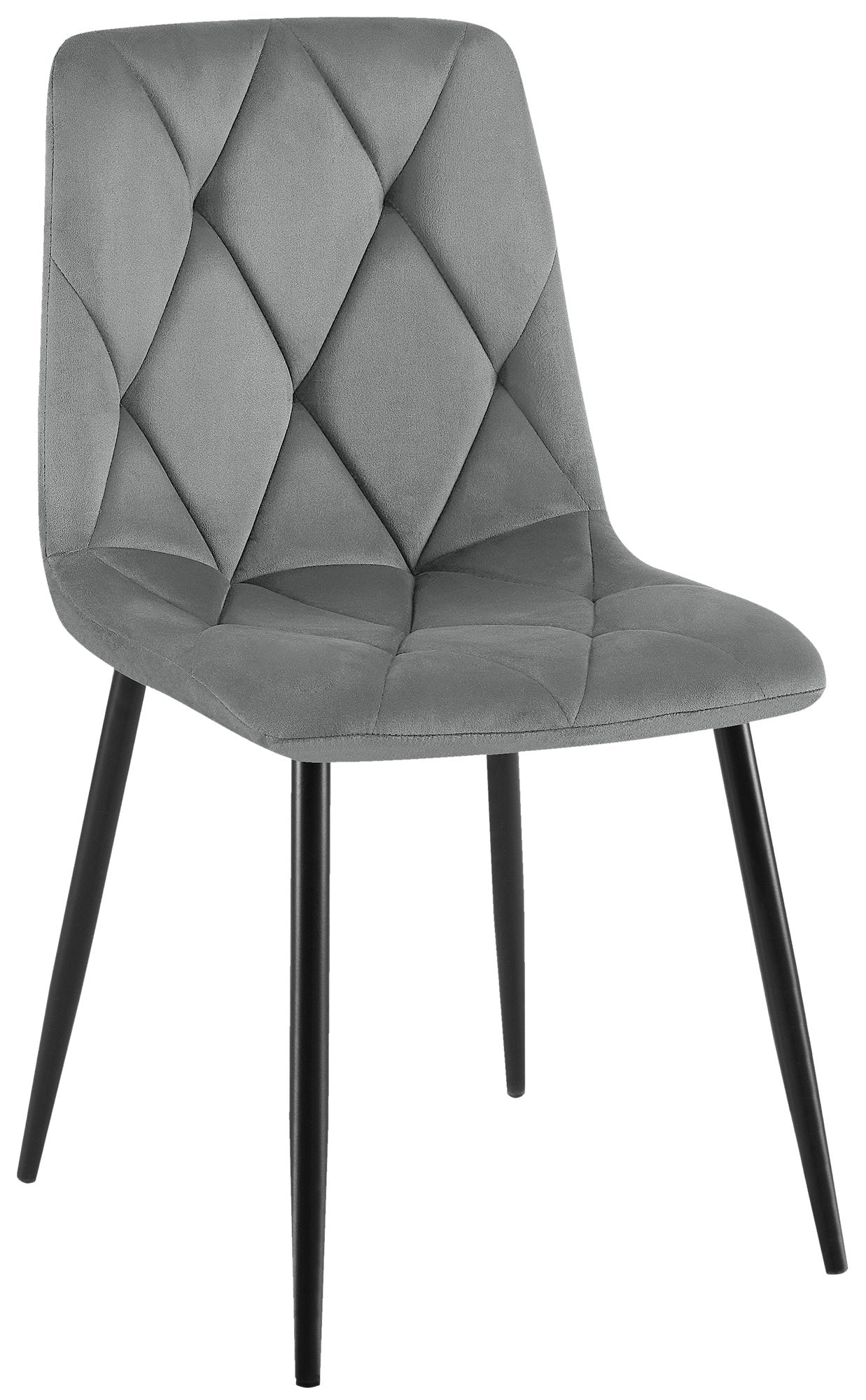 Eetkamerstoel, Fluwelen Stoel - Hoog Zitcomfort - Zwart Metalen Frame Kleur donkergrijs