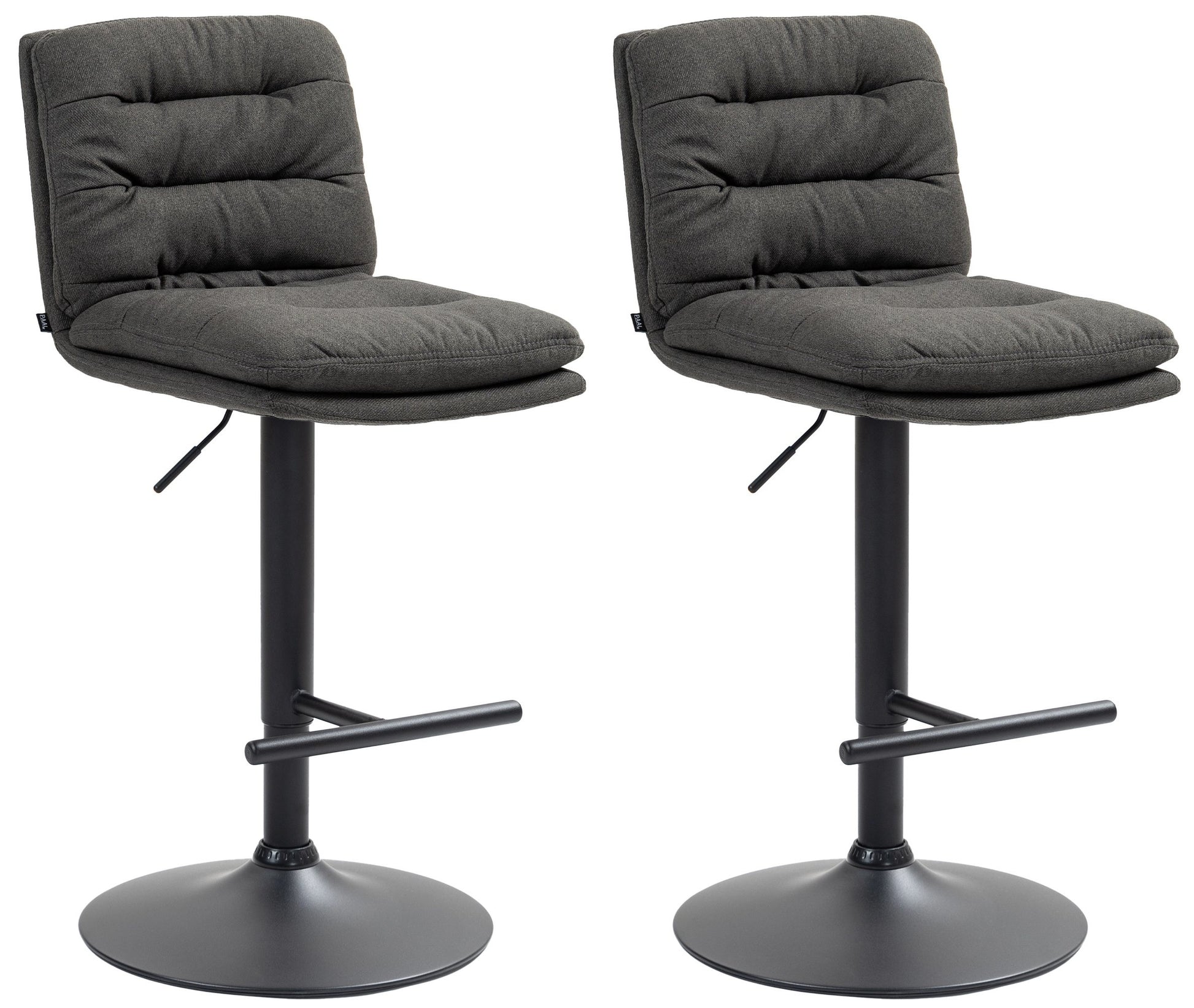2-delige Set Barkrukken - Counterstoelen - Hoog Zitcomfort Kleur donkergrijs Onderstel Kleur zwart