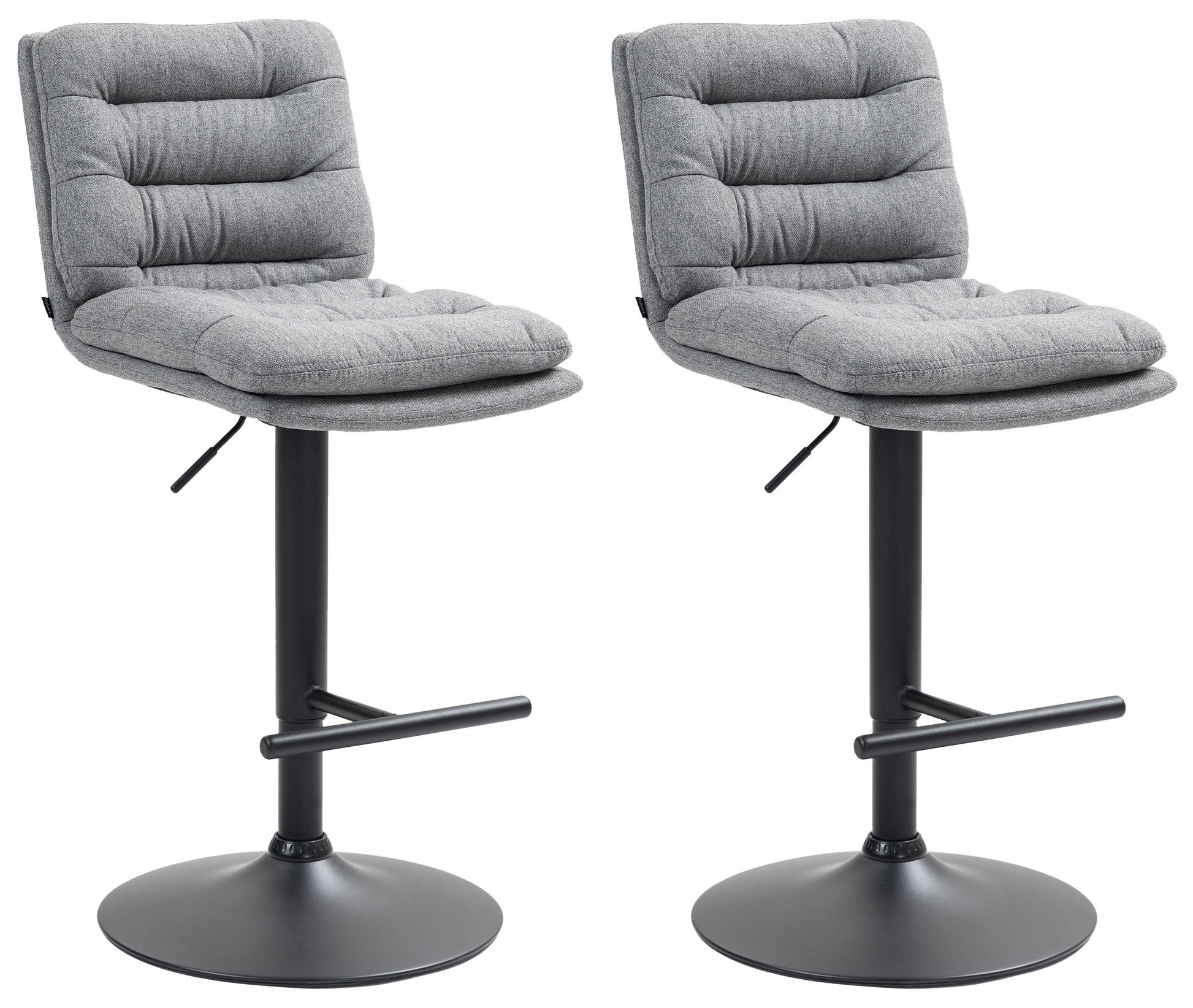 2-delige Set Barkrukken - Counterstoelen - Hoog Zitcomfort Kleur grijs Onderstel Kleur zwart