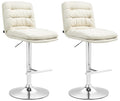 2-delige Set Barkrukken - Counterstoelen - Hoog Zitcomfort Kleur crème Onderstel Kleur chroom