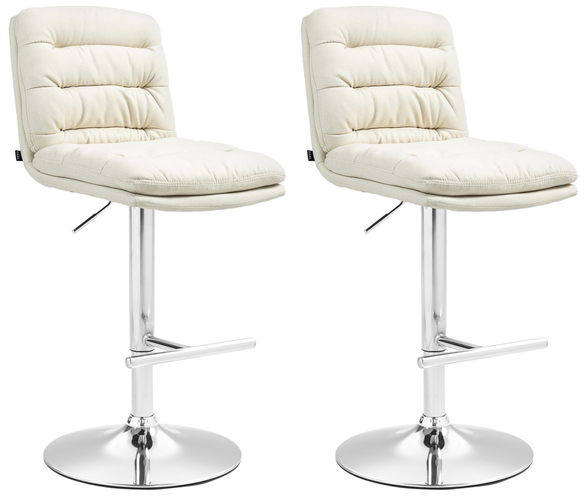 2-delige Set Barkrukken - Counterstoelen - Hoog Zitcomfort Kleur crème Onderstel Kleur chroom