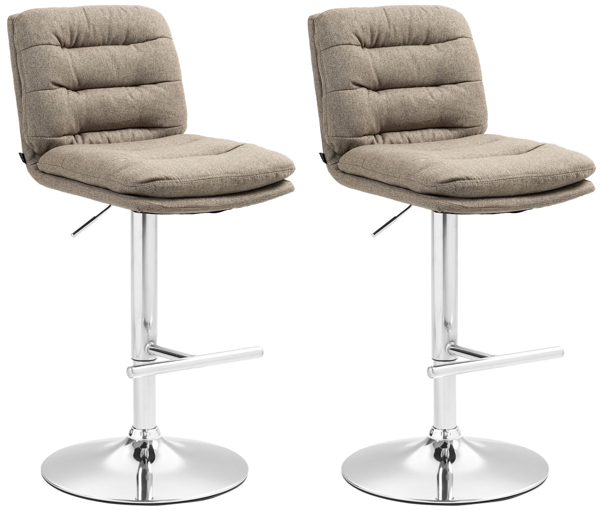 2-delige Set Barkrukken - Counterstoelen - Hoog Zitcomfort Kleur taupe Onderstel Kleur chroom