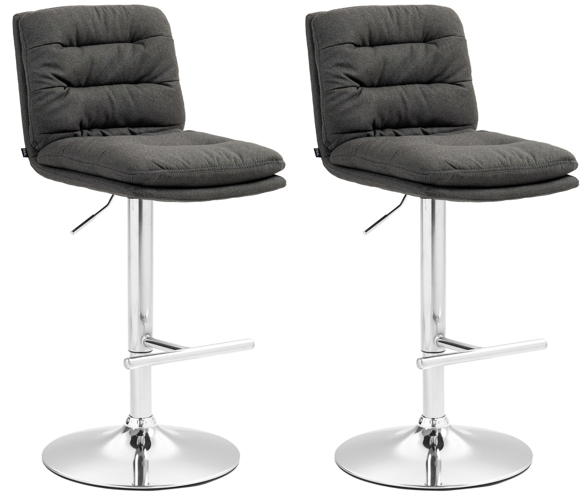 2-delige Set Barkrukken - Counterstoelen - Hoog Zitcomfort Kleur donkergrijs Onderstel Kleur chroom