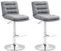2-delige Set Barkrukken - Counterstoelen - Hoog Zitcomfort Kleur grijs Onderstel Kleur chroom