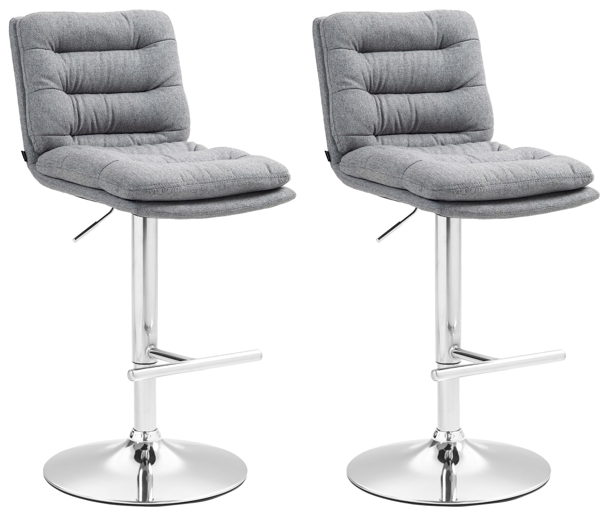 2-delige Set Barkrukken - Counterstoelen - Hoog Zitcomfort Kleur grijs Onderstel Kleur chroom