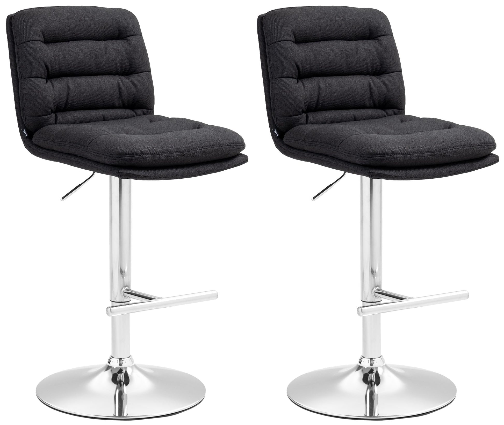 2-delige Set Barkrukken - Counterstoelen - Hoog Zitcomfort Kleur zwart Onderstel Kleur chroom