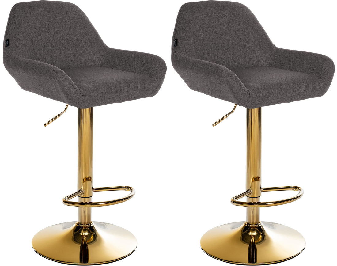Set van 2 Moderne Barkrukken - Gouden Frame - Verstelbare Zithoogte, 360° Draaibaar Kleur donkergrijs