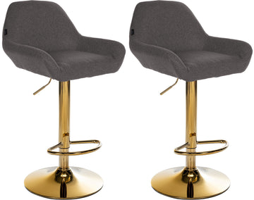 Set van 2 Moderne Barkrukken - Gouden Frame - Verstelbare Zithoogte, 360° Draaibaar Kleur donkergrijs