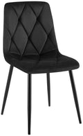 Eetkamerstoel, Fluwelen Stoel - Hoog Zitcomfort - Zwart Metalen Frame Kleur zwart