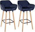Barkrukken set, Fluwelen stoelen, Hoog zitcomfort - Modern - Beukenhout Kleur donkerblauw