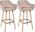 Barkrukken set, Fluwelen stoelen, Hoog zitcomfort - Modern - Beukenhout Kleur lichtgrijs