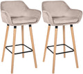 Barkrukken set, Fluwelen stoelen, Hoog zitcomfort - Modern - Beukenhout Kleur crème