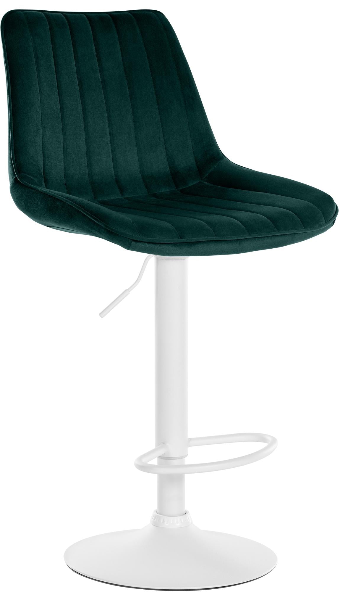 Moderne Barstoel Samt - Fluweel, Ergonomisch Comfort, 360° Draaibaar Kleur groen Onderstel Kleur wit