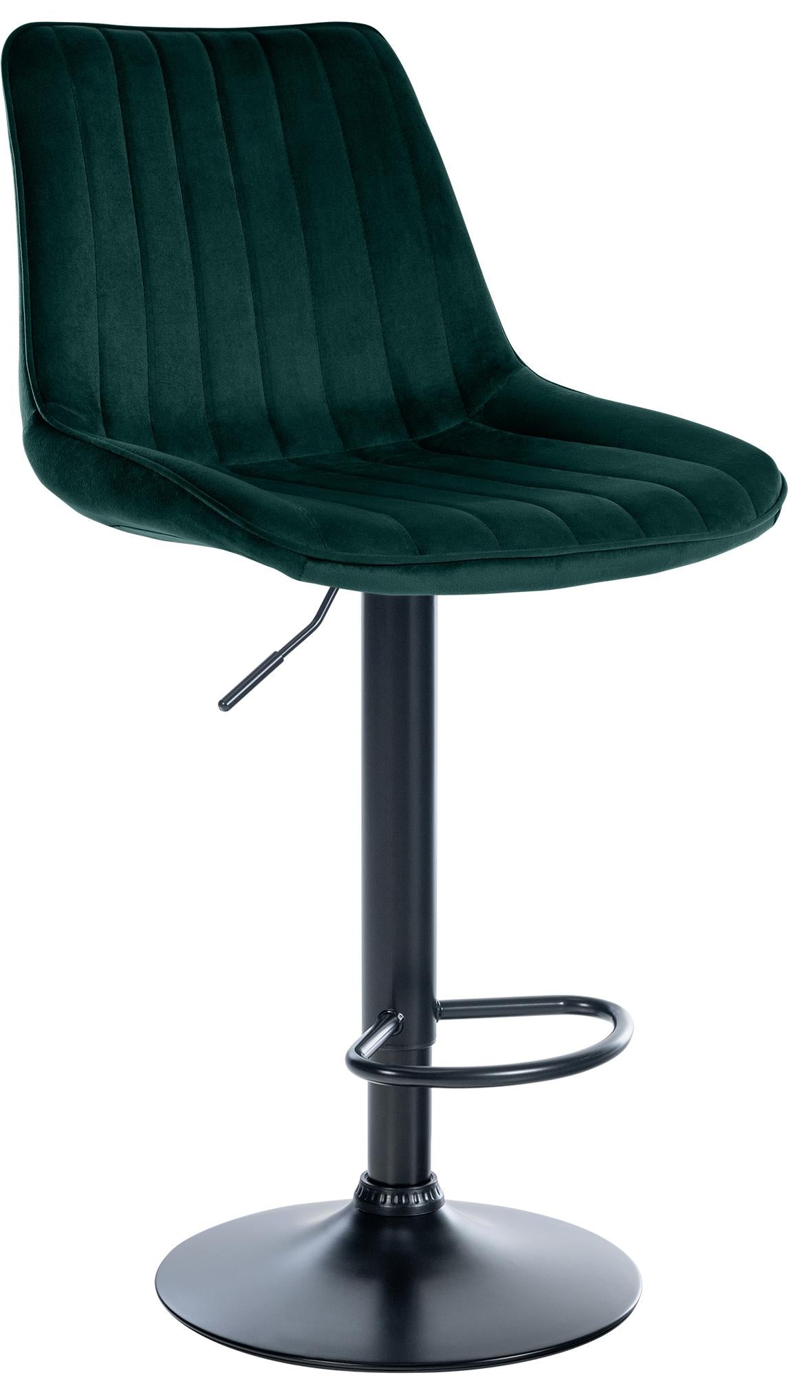 Moderne Barstoel Samt - Fluweel, Ergonomisch Comfort, 360° Draaibaar Kleur groen Onderstel Kleur zwart