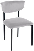Fluwelen Eetkamerstoel - Gestoffeerde Zitting - Hoog Zitcomfort, Zwart Metalen Frame Kleur grijs