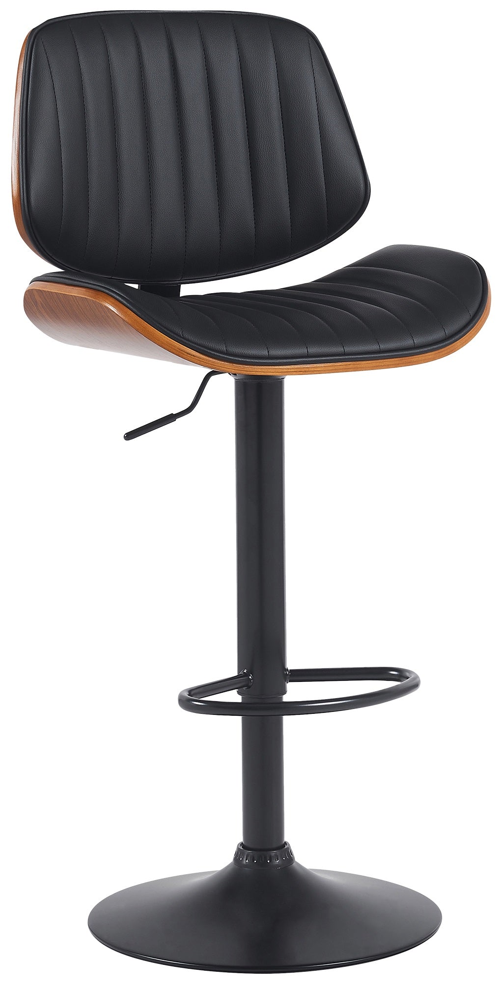 Moderne Barstoel, Kunstleer, In Hoogte Verstelbaar met Voetsteun - Comfortabel Design Kleur walnoot/zwart Onderstel Kleur zwart