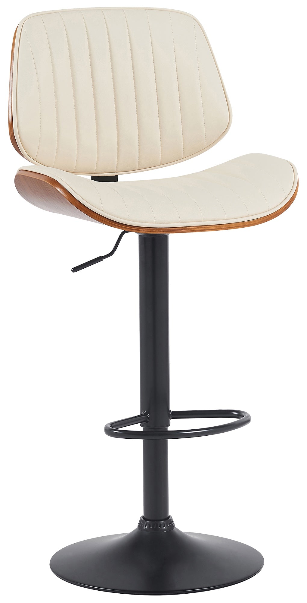 Moderne Barstoel, Kunstleer, In Hoogte Verstelbaar met Voetsteun - Comfortabel Design Kleur walnoot/zwart Onderstel Kleur zwart