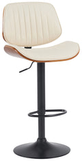 Moderne Barstoel, Kunstleer, In Hoogte Verstelbaar met Voetsteun - Comfortabel Design Kleur walnoot/creme Onderstel Kleur zwart