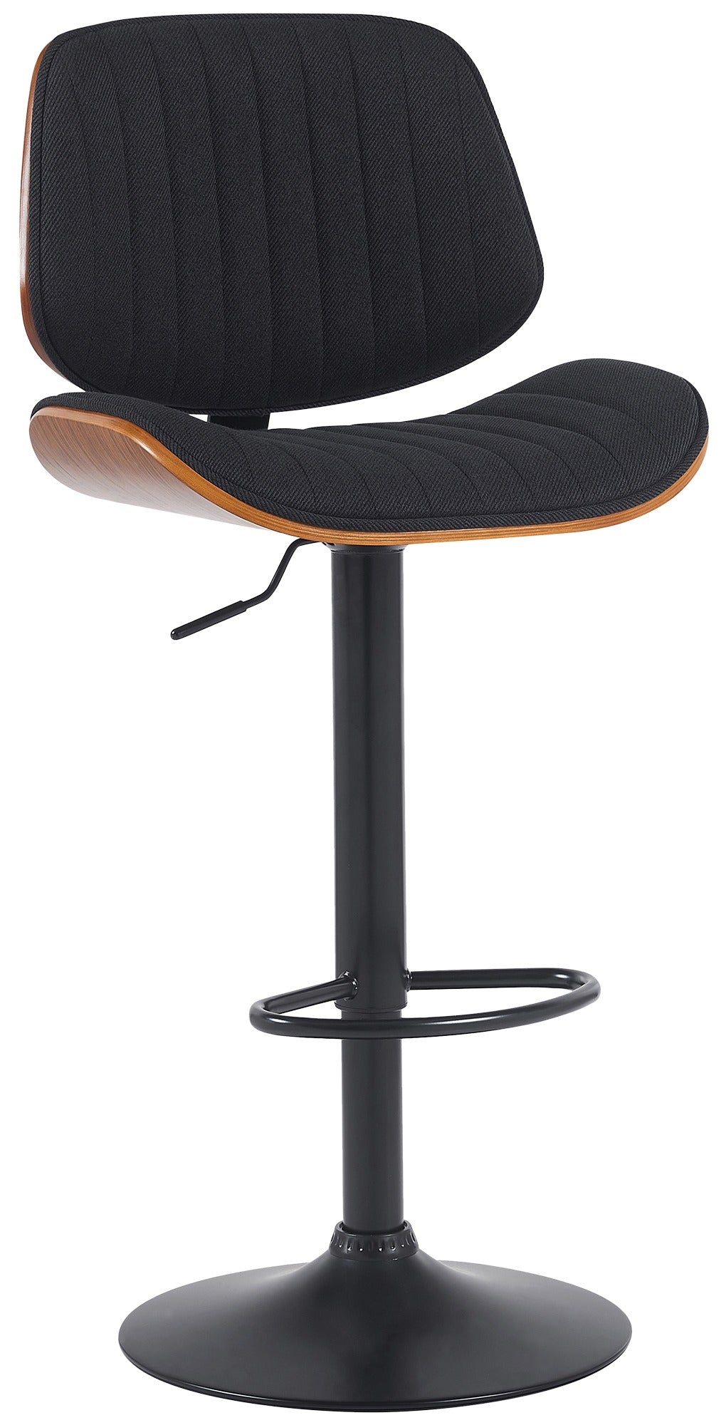 Barkruk met Stoffen Bekleding - Houten Frame - In Hoogte Verstelbaar 360° Draaibaar Design Kleur walnoot/zwart Onderstel Kleur zwart
