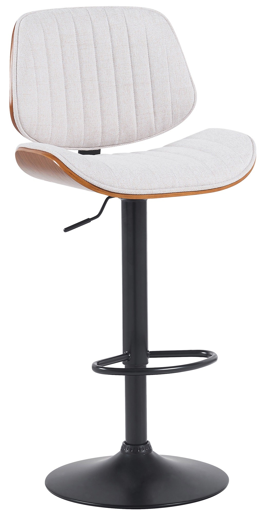 Barkruk met Stoffen Bekleding - Houten Frame - In Hoogte Verstelbaar 360° Draaibaar Design Kleur walnoot/zwart Onderstel Kleur zwart